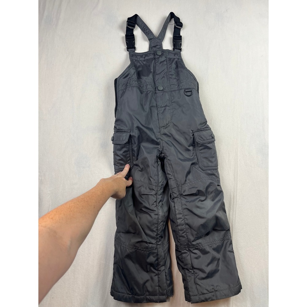 Baby Gap Toddler Gray Insulated Snow Bib Overalls Cargo Pockets Size 4 Years